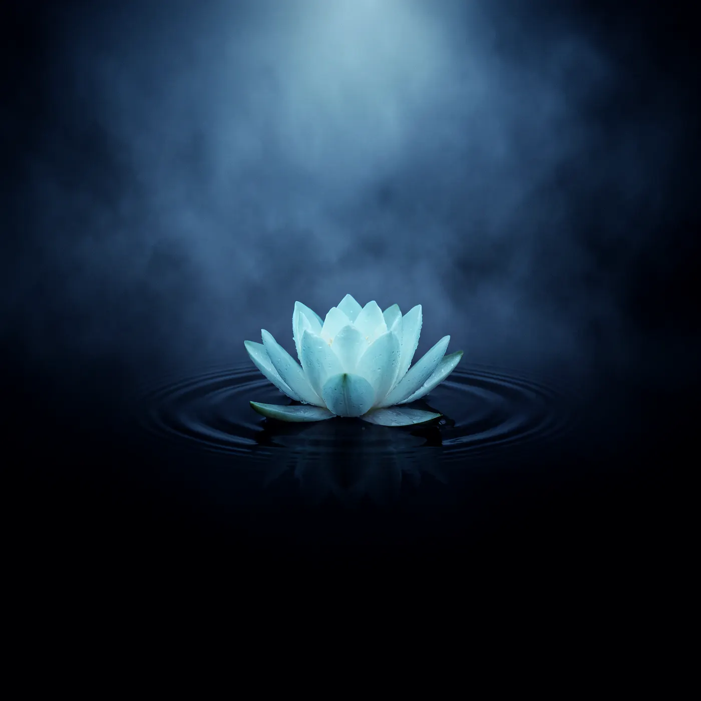 A white lotus on black water
